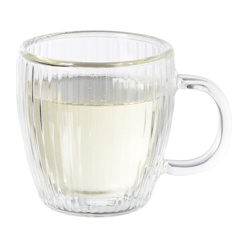 Theeglas dubbelwandig ribbel - &Oslash;7.5x8 cm - glas
