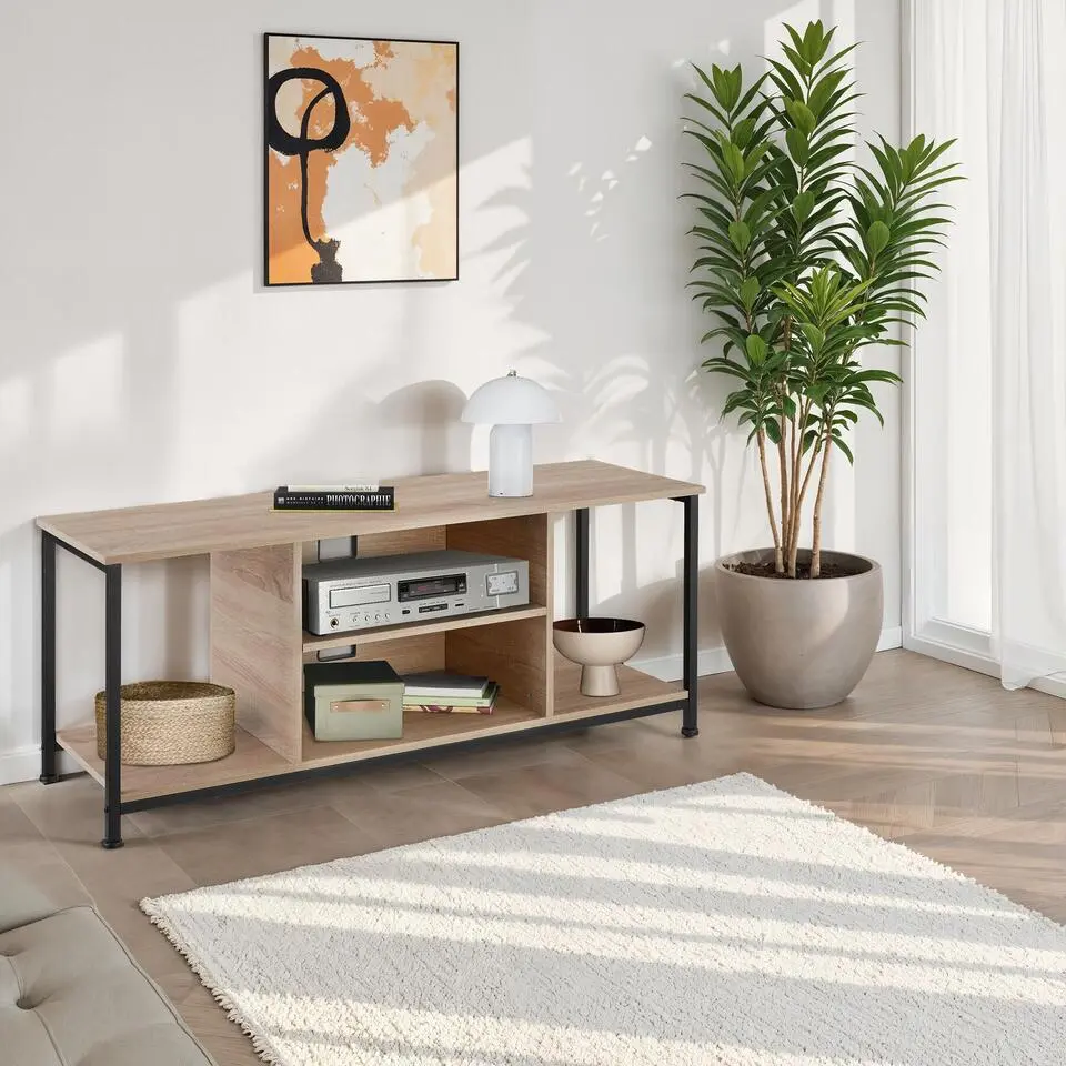 tectake TV-meubel met 4 open vakken en verstelbare plank