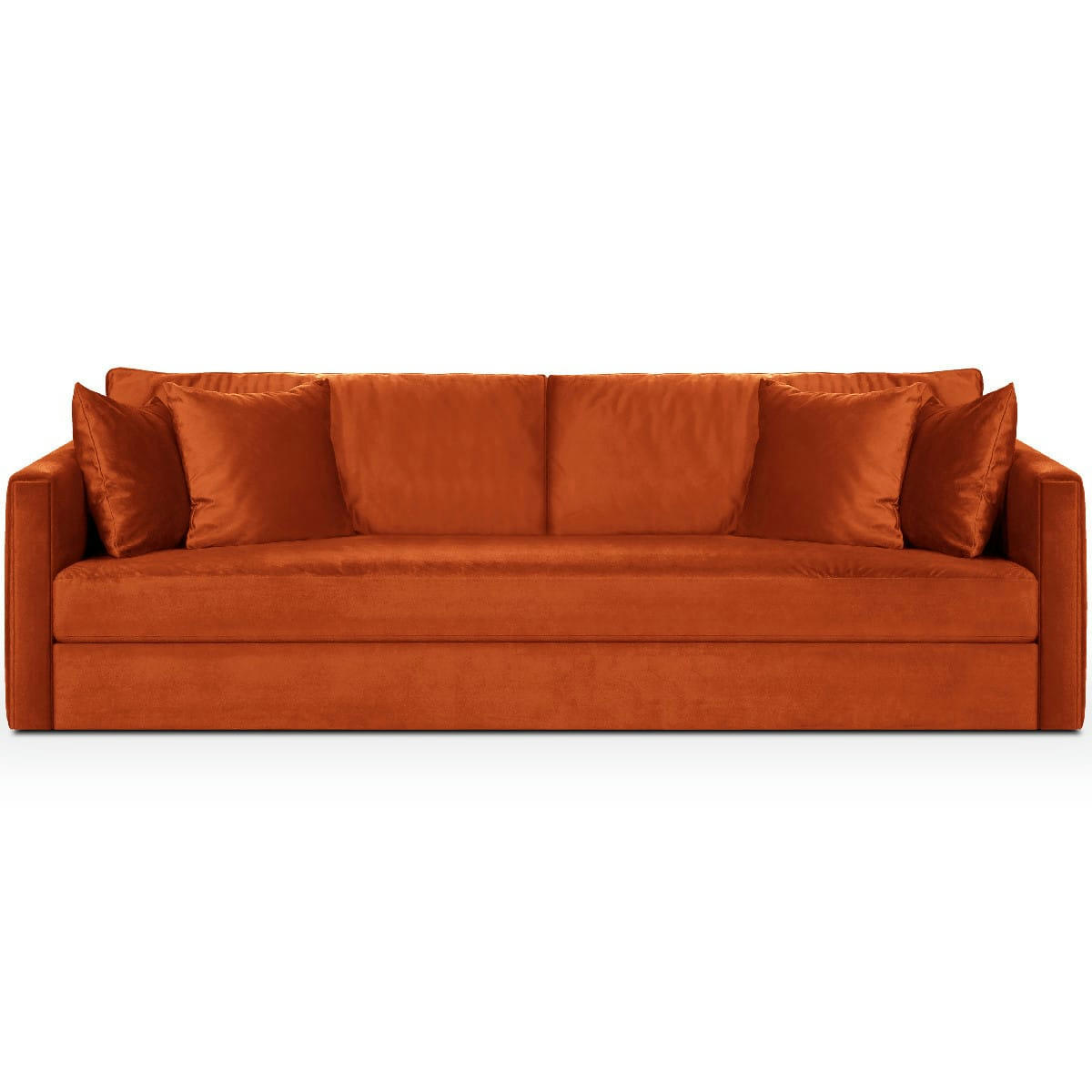 DENVER - Canapé 4 places en velours rouille + 4 coussins déco