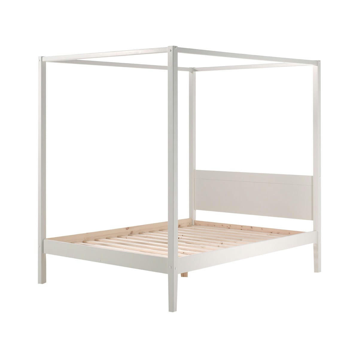 PINO - Lit à baldaquin 140x200 sommier inclus blanc