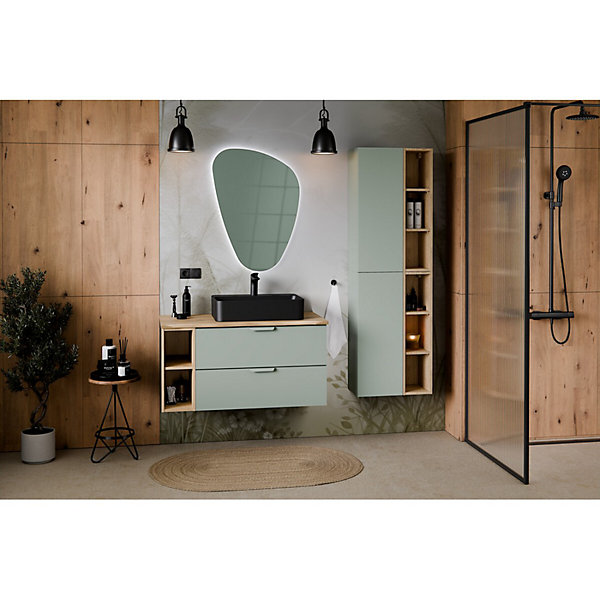 Demi colonne salle de bain OSTER 80 cm vert sauge 1 porte suspendue
