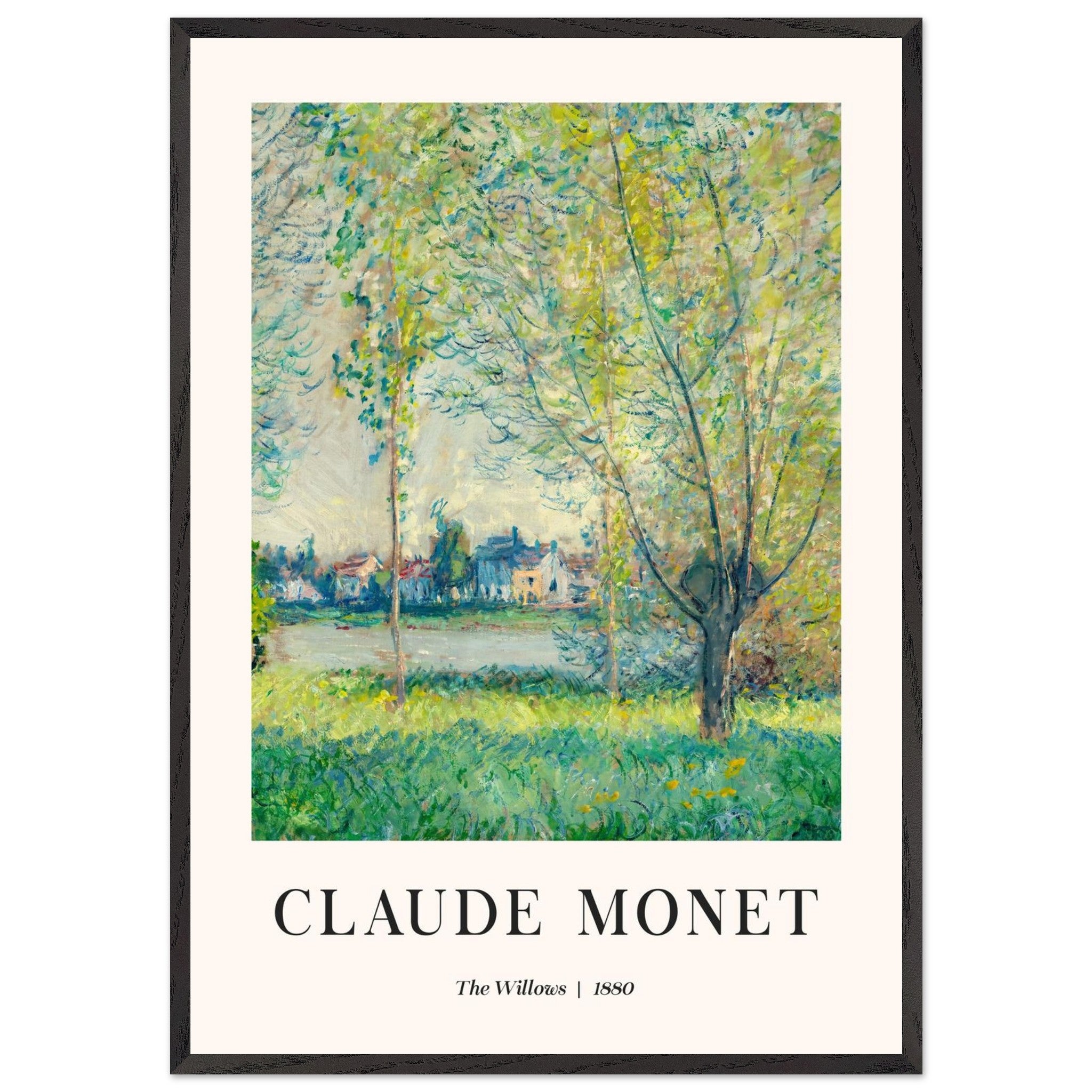 Artfulprints Poster met Lijst Claude Monet - The willows  - 70x100 cm - Groen