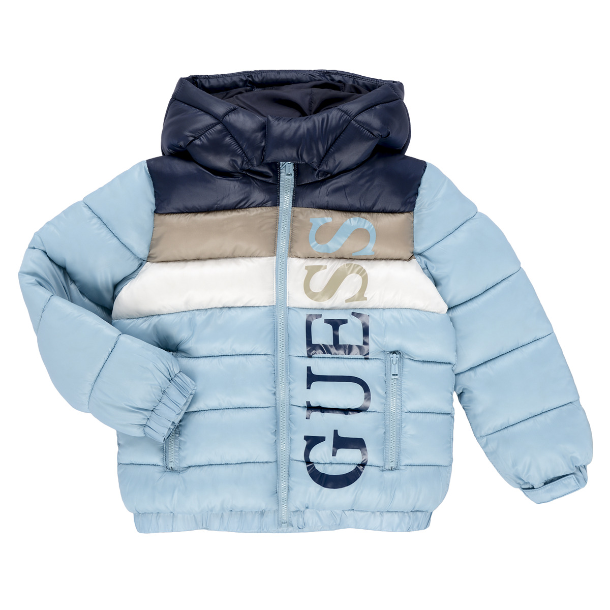 Guess - HOODED PADDED LS PUFFER W/ZIP - Blue