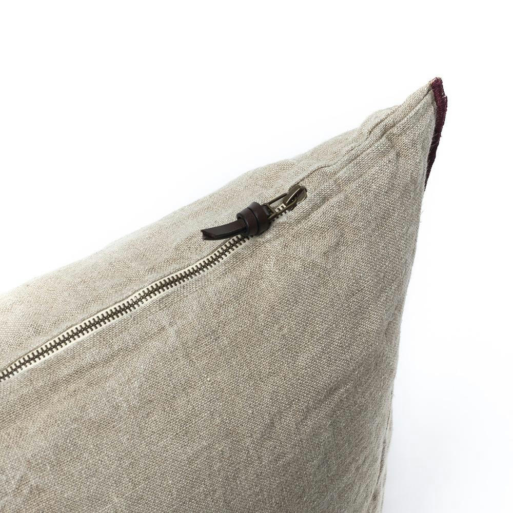 ORIENT EXPRESS - ORIENT EXPRESS Coussin en lin pur lavé Begur Beige Bordeaux  40x60