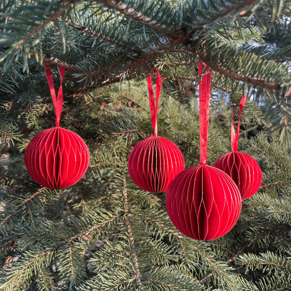 Bombki Z Papieru 4szt. Ozdoby Choinkowe Zawieszki Świąteczne 8 cm