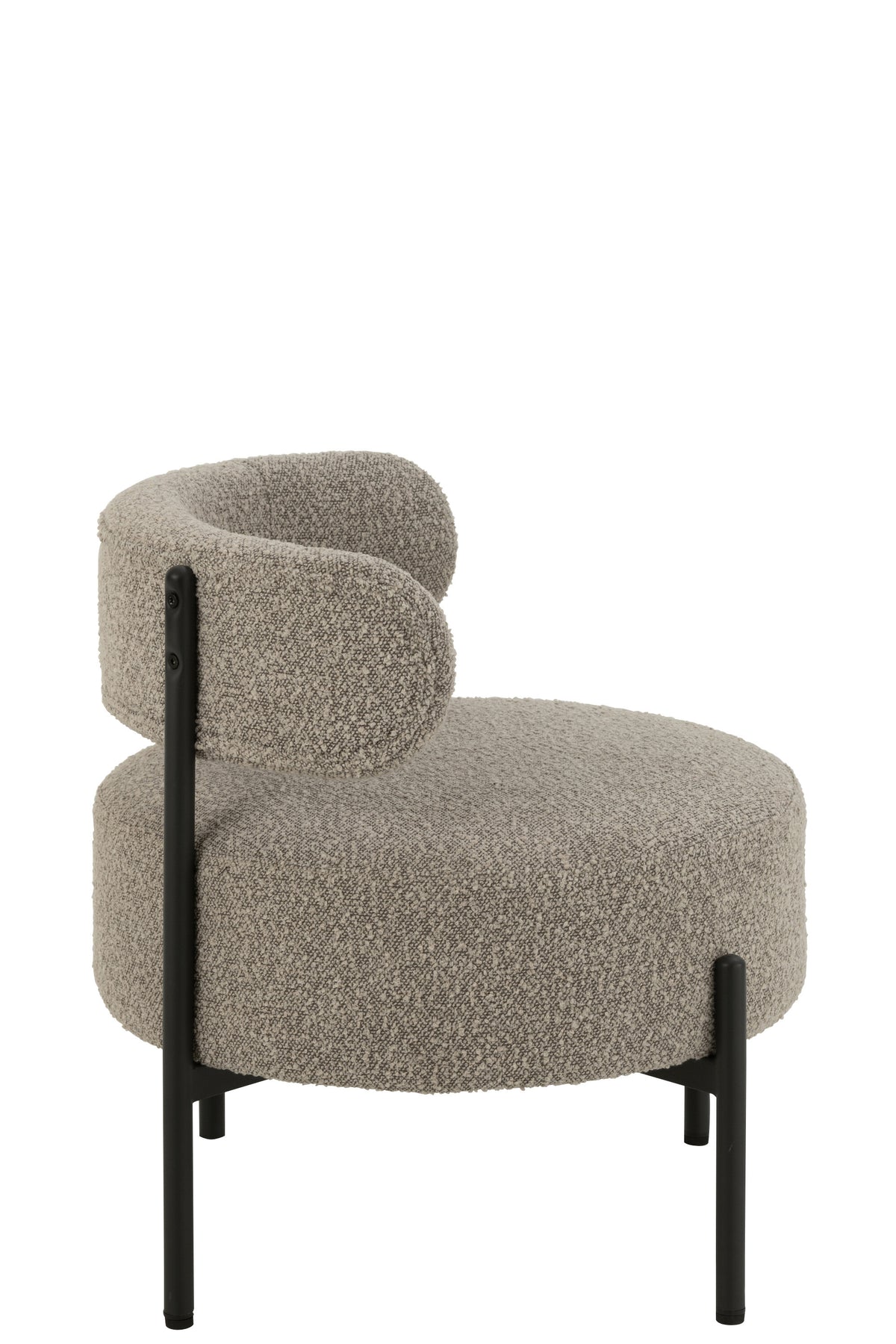 J-Line loungestoel Bouclé - multiplex/polyester - grijs/zwart