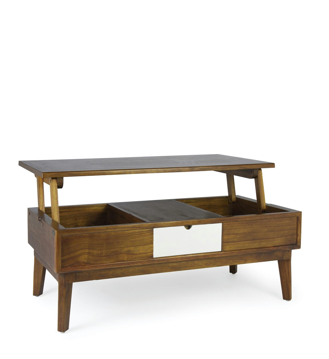 ARTIC - Table basse en bois marron et blanc L 112 cm