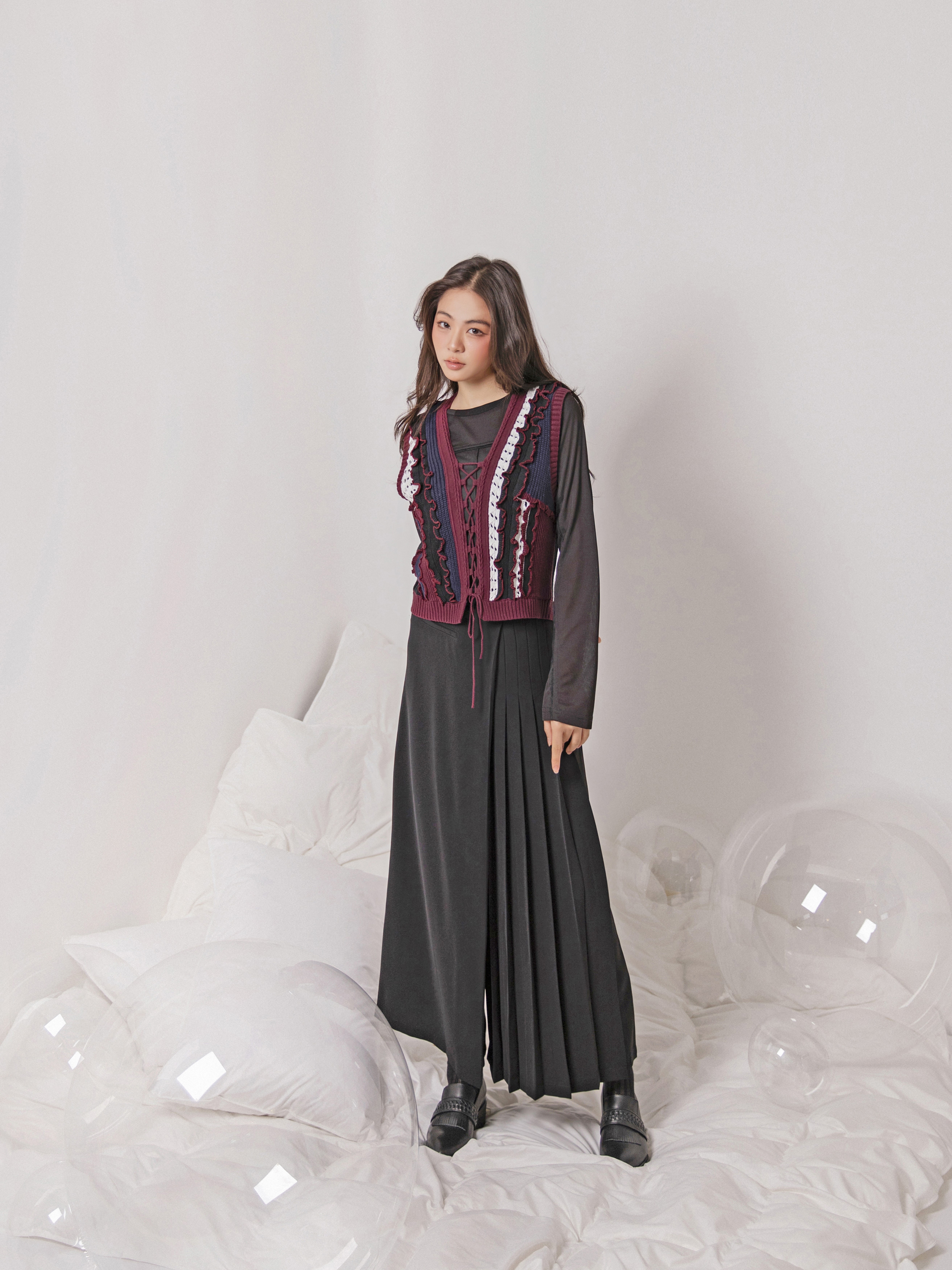 Lace-up Knitted Vest - 26SDJ062UL