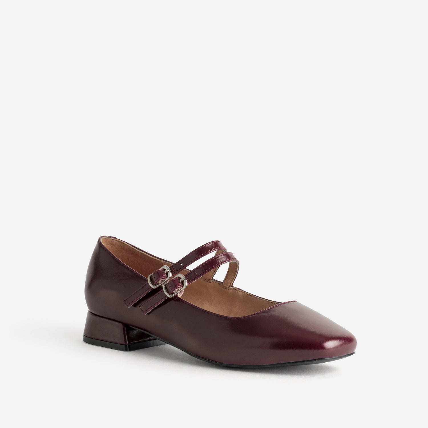 Babies bordeaux cuir double bride