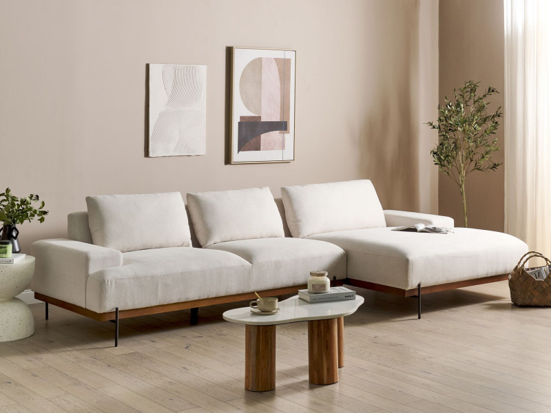 Narożnik lewy sofa 3-osobowa beżowy
