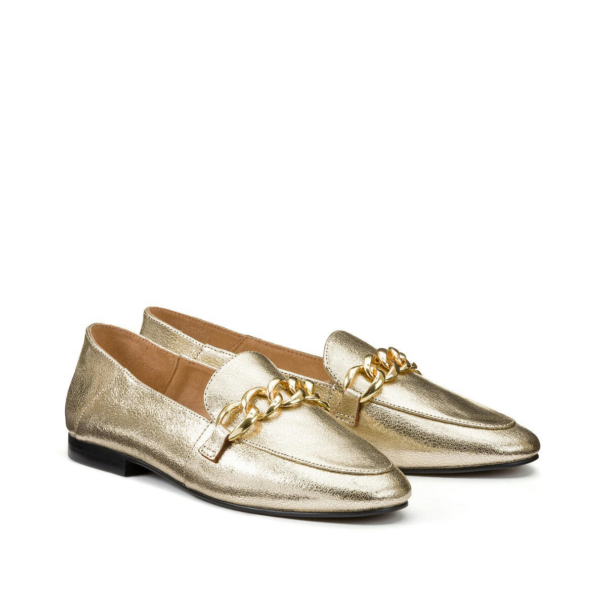 Mocassins loafers en cuir avec chaîne