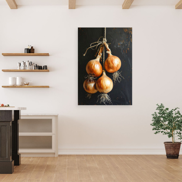 Obraz do kuchni restauracji baru jadalni, Cebula warzywa natura 20x30