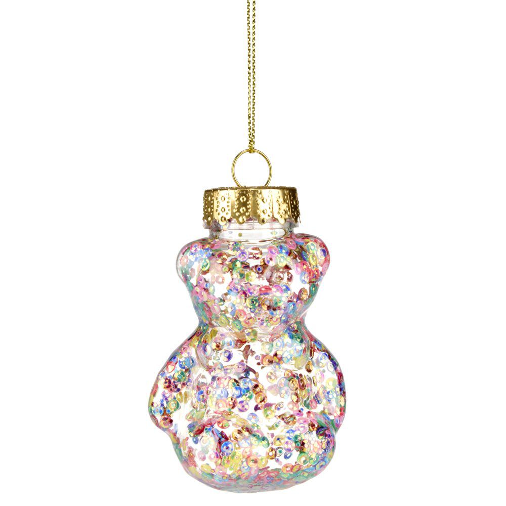 Ours de No&euml;l à sequins à suspendre H6 cm (4 modèles)