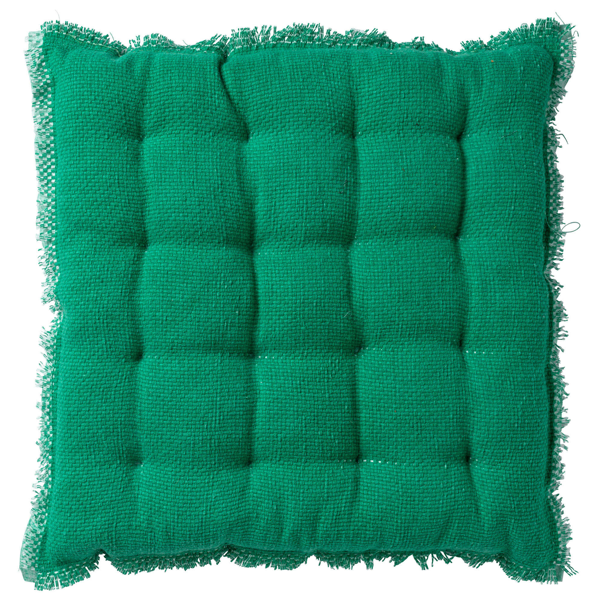 BURTO COUSSIN DE SOL - Galette de chaise vert en coton 40x40 cm uni