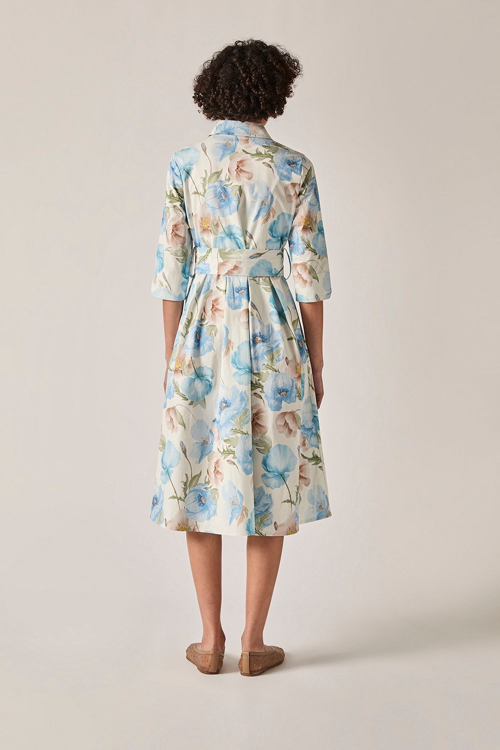 James Lakeland Blue Bloom Cotton Midi Dress