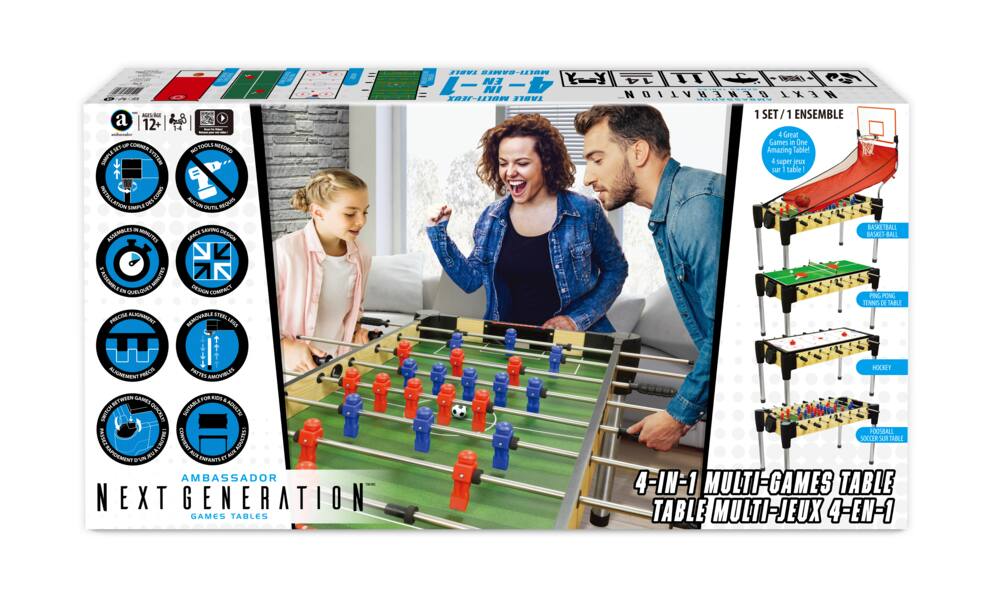 4-in-1 Foosball/Soccer, Hockey, Table Tennis/Ping Pong & Basketball Combo Games Table, 48-in