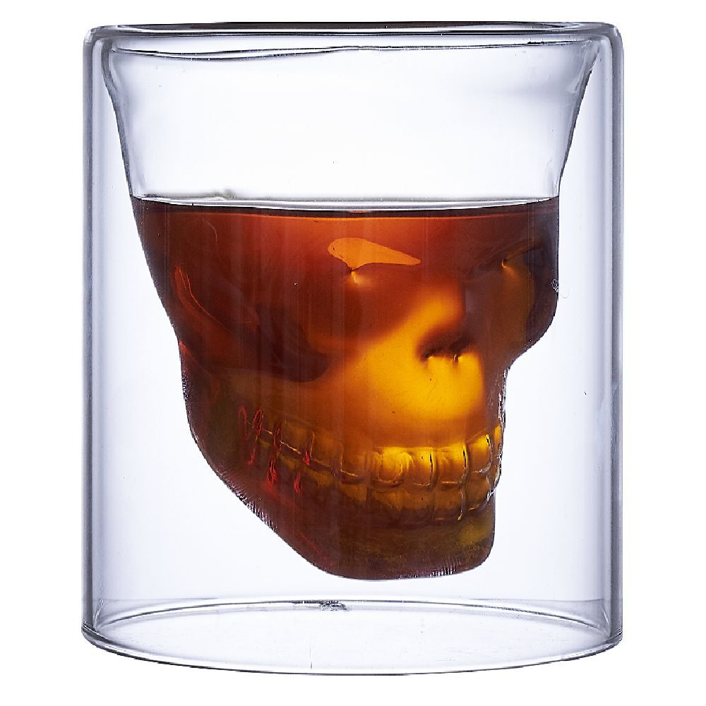 Verre double paroi Halloween tête de mort 25cl