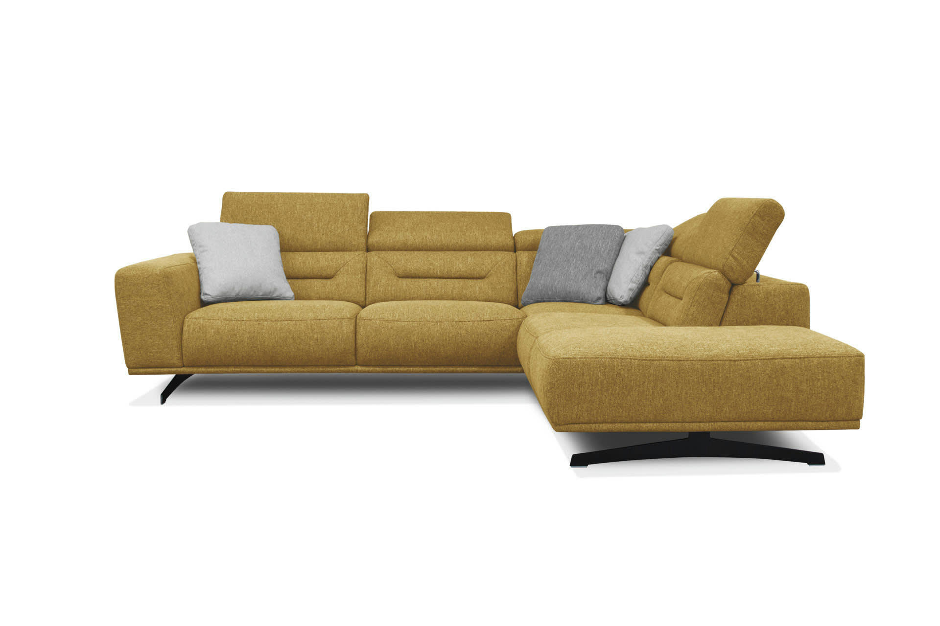 LUCANO - Canapé d'angle droit 5 places tissu orange