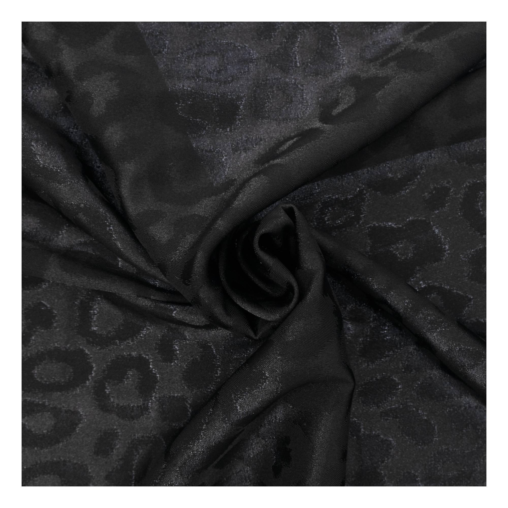 Black Animal Print Satin Fabric by the Metre
