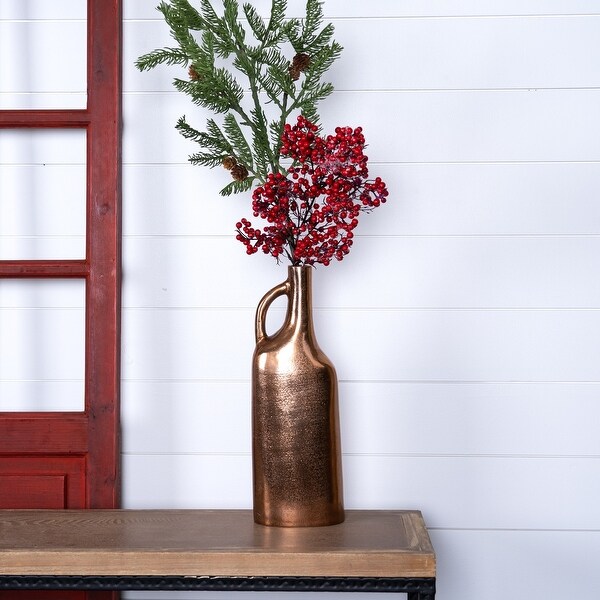 14.75" Textured Copper Bottle Vase - Bronze