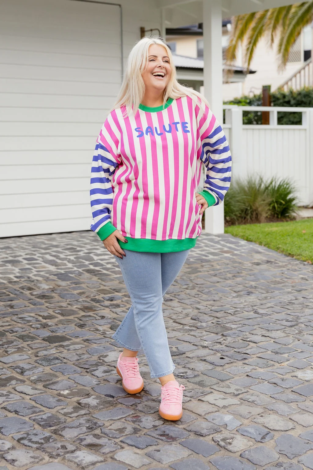 Evan Sweatshirt in Salute Stripes