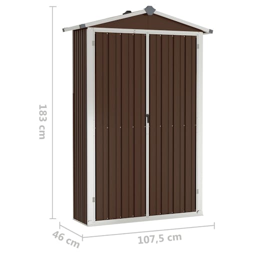 NNEVL Garden Shed Brown 107.5x46x183 cm Galvanised Steel