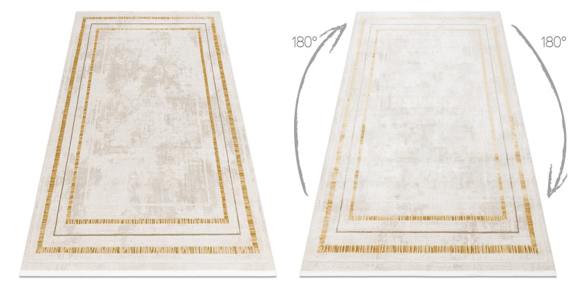 Dywan DUKE 51523 krem / złoty - Ramka, strukturalny, bardzo 80x150 cm