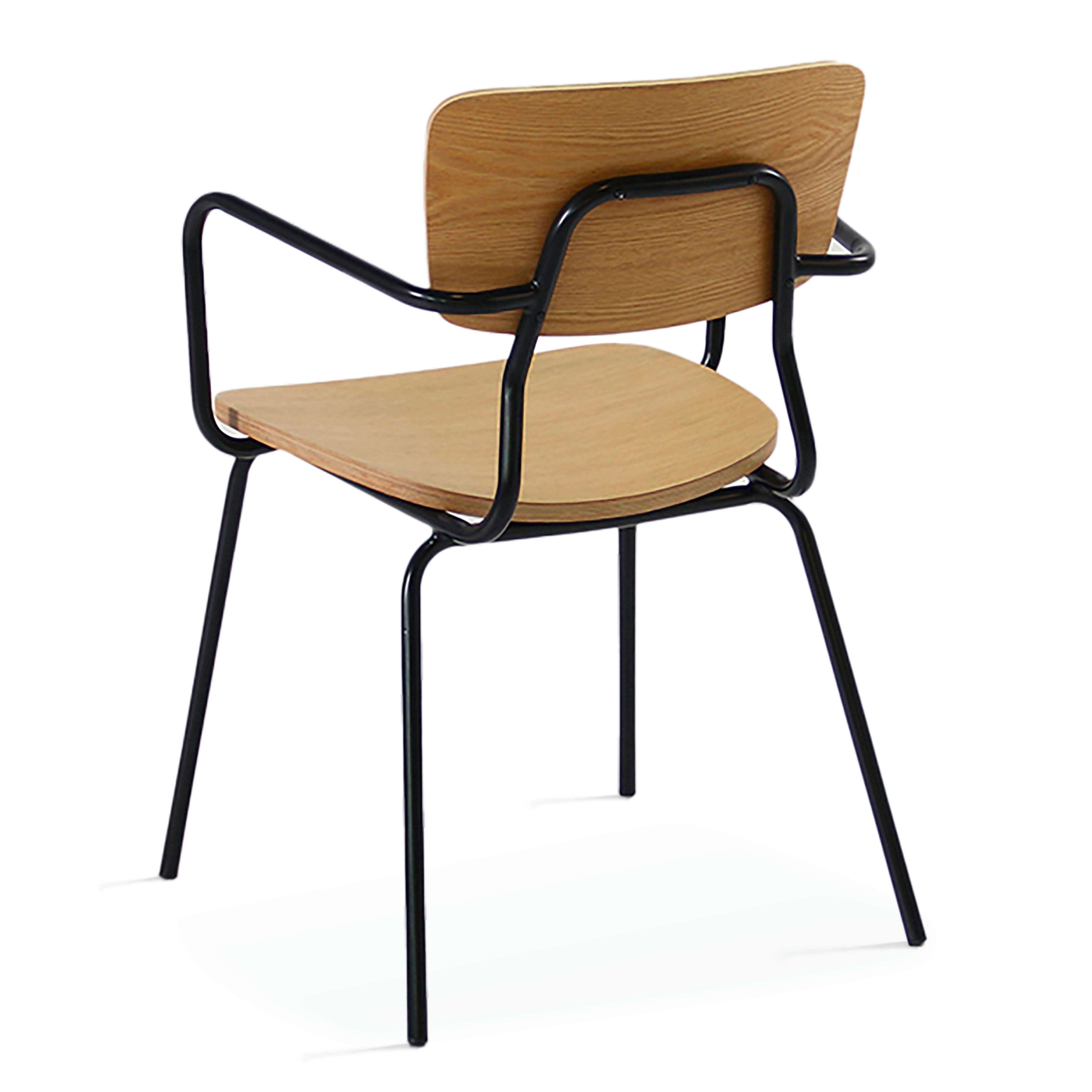 SKOLA - Lot de 2 chaises avec accoudoirs en bois