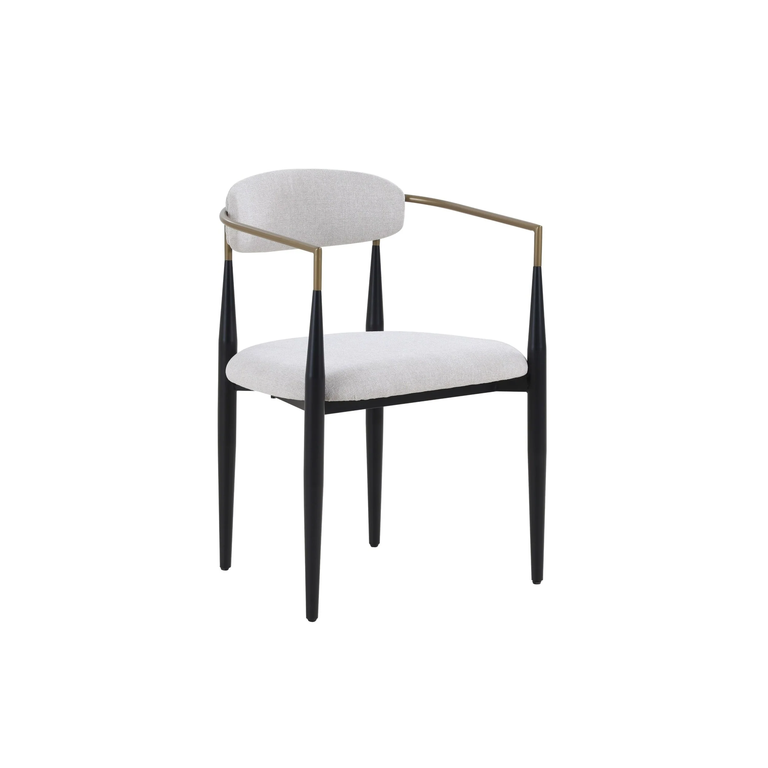 Modrest Buchtel Mid-Century Modern Light Grey, Gold Arm & Black Dining Chair