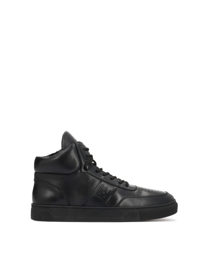 High-top natural leather sneakers