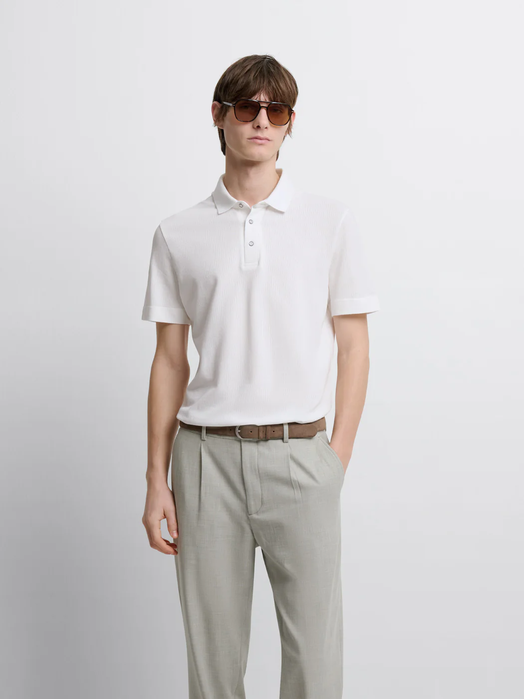 Polo col boutonné en coton