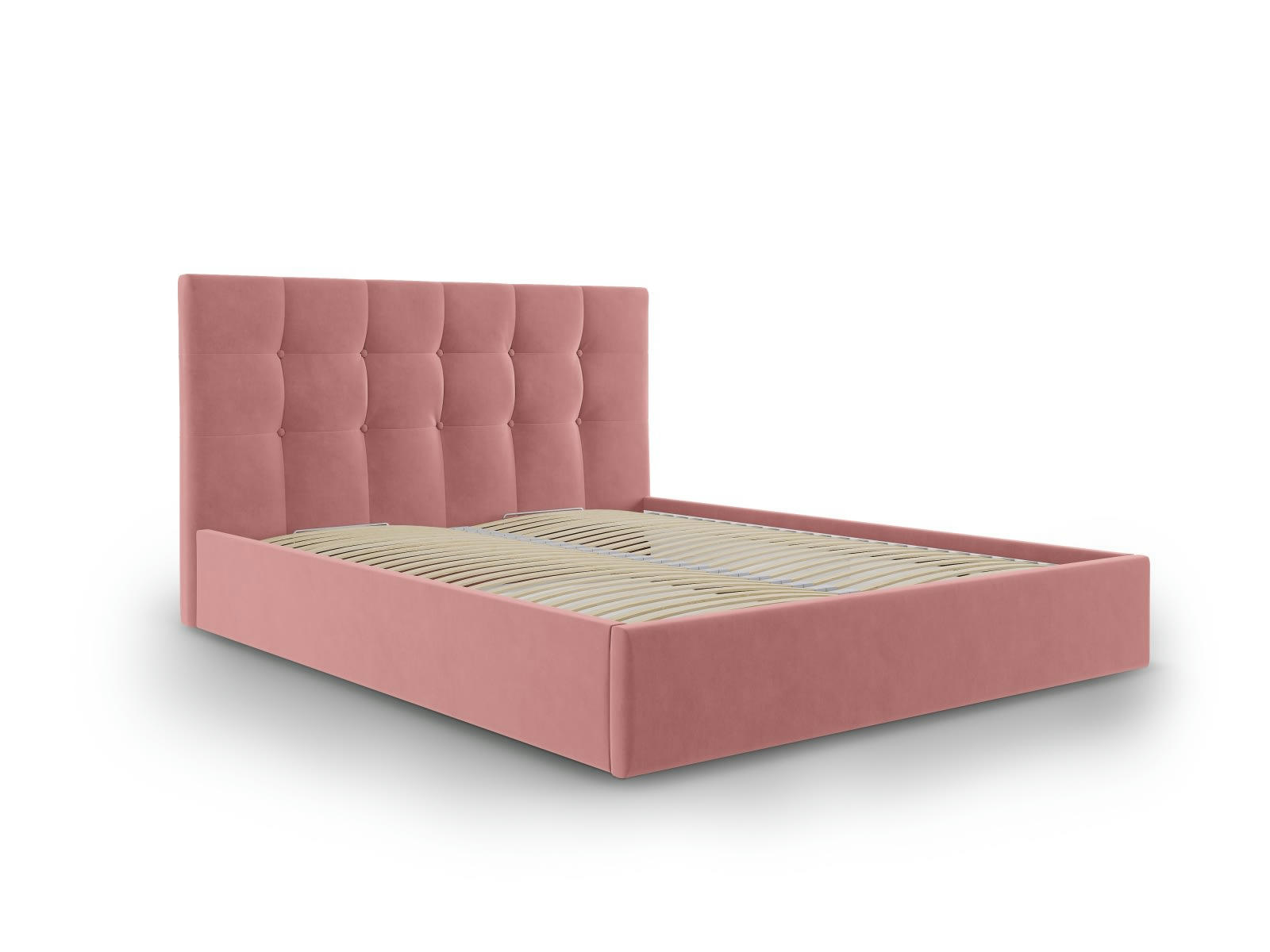 PHAEDRA - Lit coffre avec tête de lit 180x200 cm en velours rose