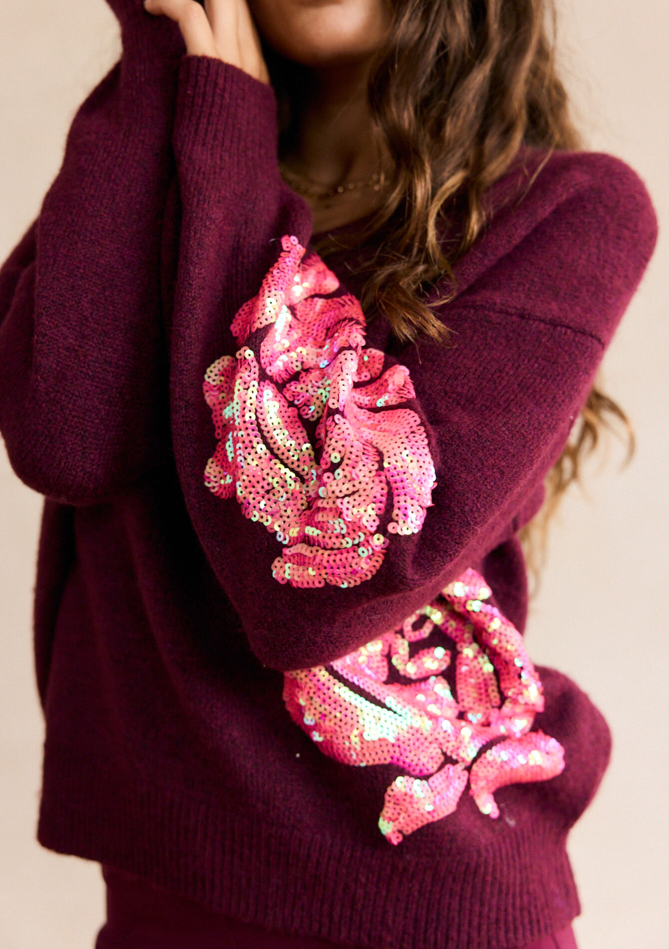 Gebreide trui met V-hals