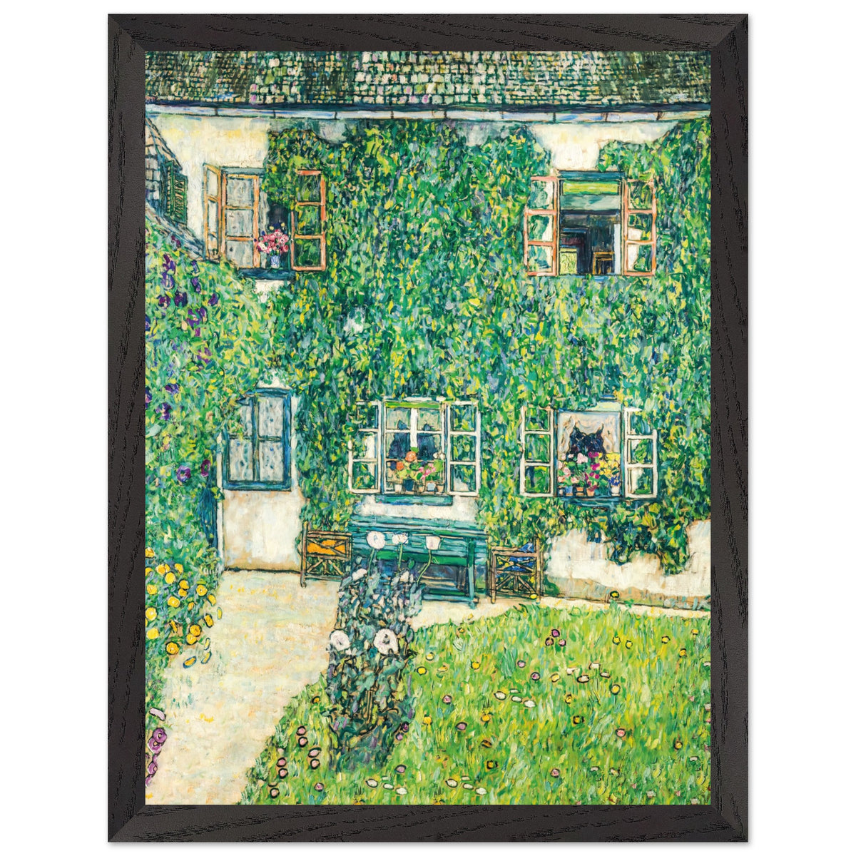 Artfulprints Poster met Lijst Gustav Klimt - The house of Guardaboschi  - 30x40 cm - Groen