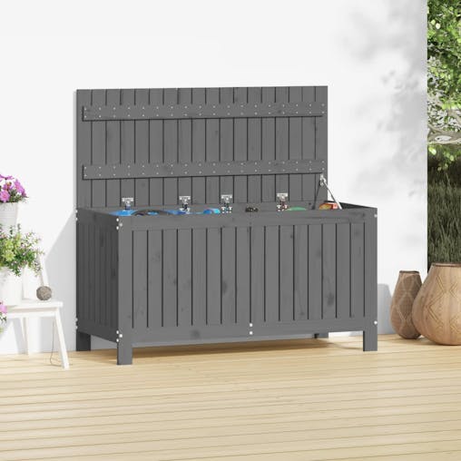 NNEVL Garden Storage Box Grey 115x49x60 cm Solid Wood Pine