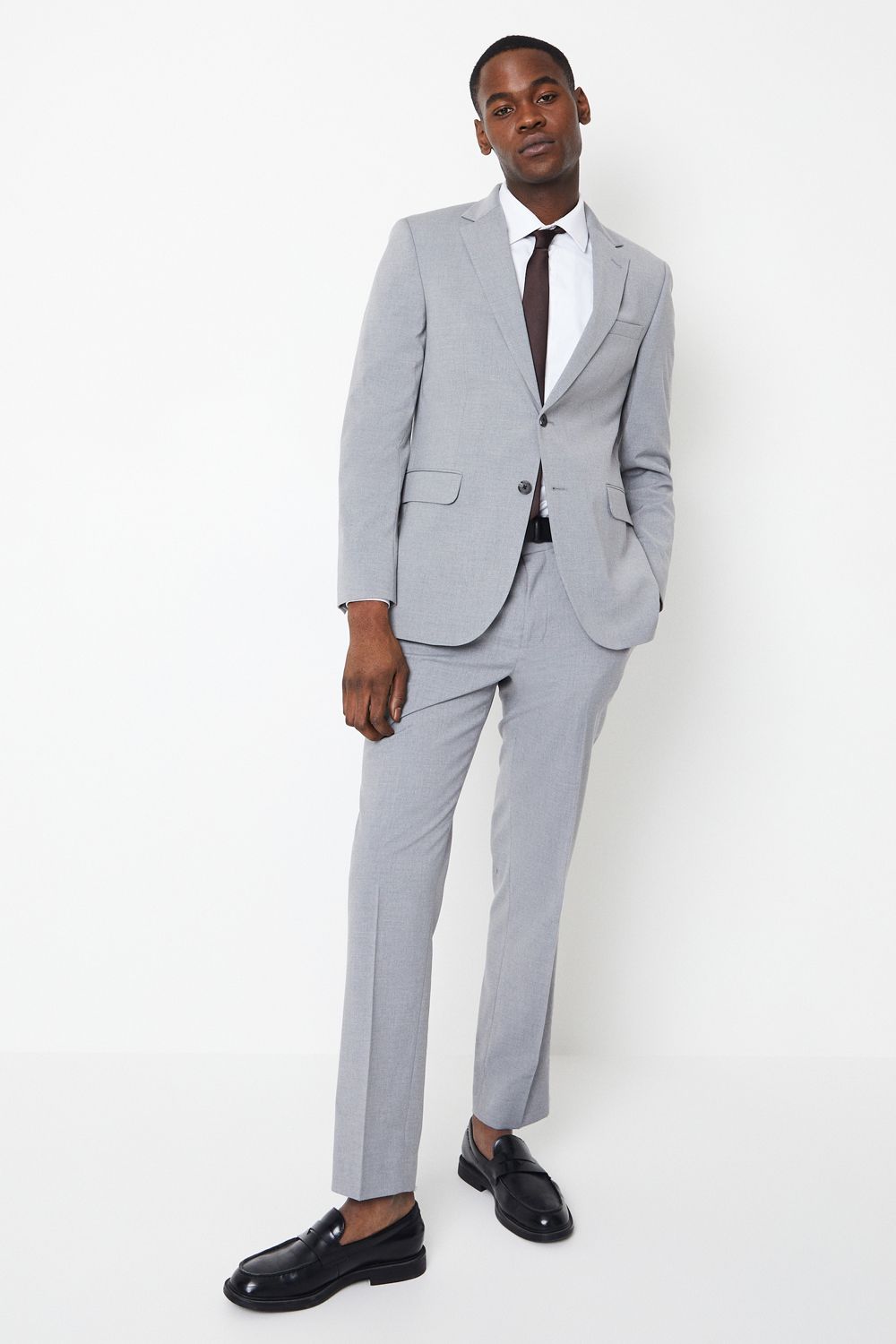 Burton Light Grey Tailored Fit Essential Suit Jacket