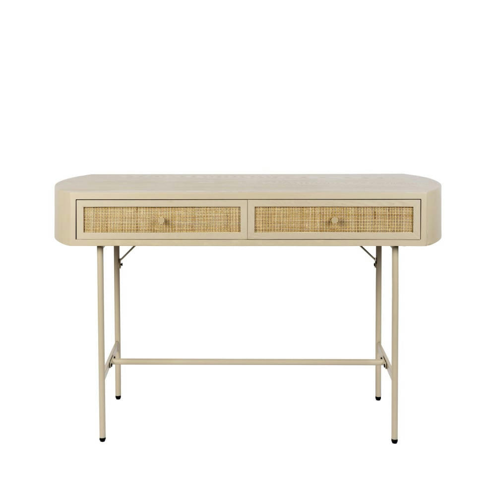 AMAYA - Console 2 tiroirs en bois et métal beige