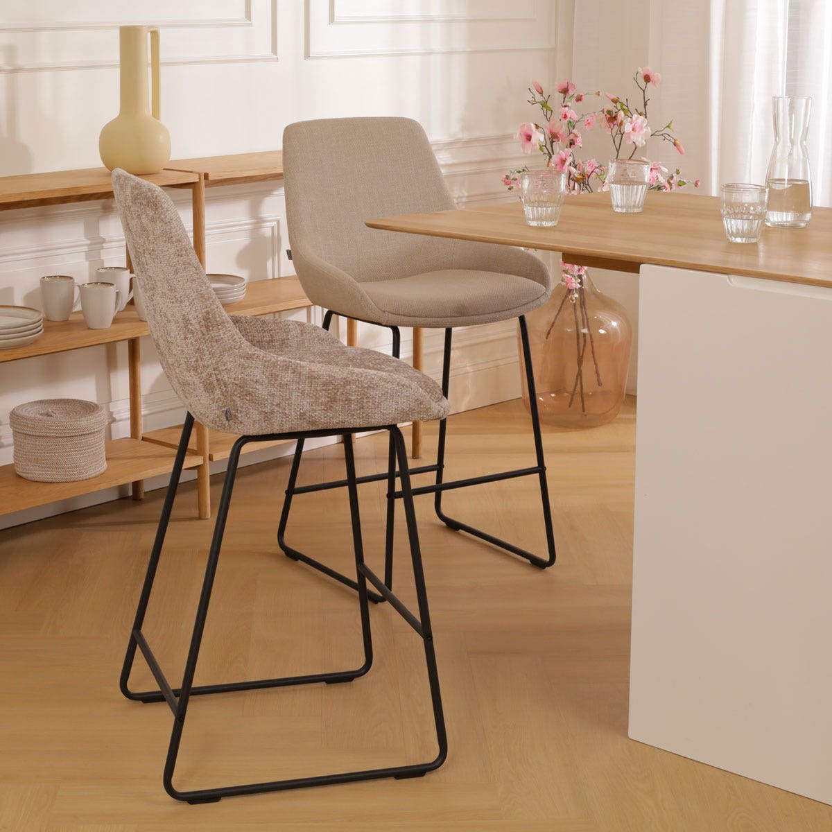 Nolon Nino-Isa Barkruk Bruin - Stof - Zwart Onderstel - 65 cm