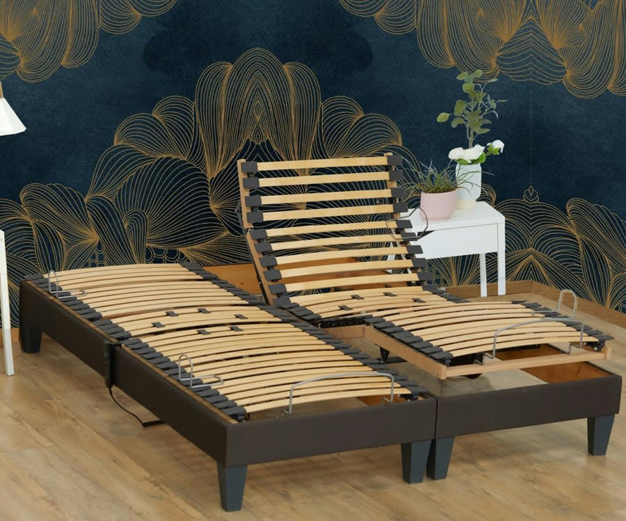 RELAX SOM LATTE GRIS - Lot 2 Sommiers relaxation electrique Anthracite 2x80x200