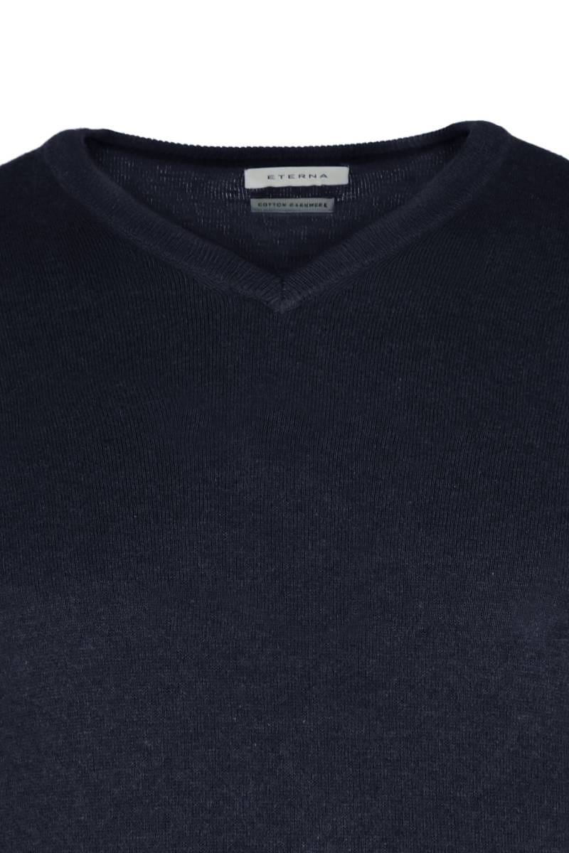 ETERNA Regular Fit Pullover V-Ausschnitt marine, Einfarbig