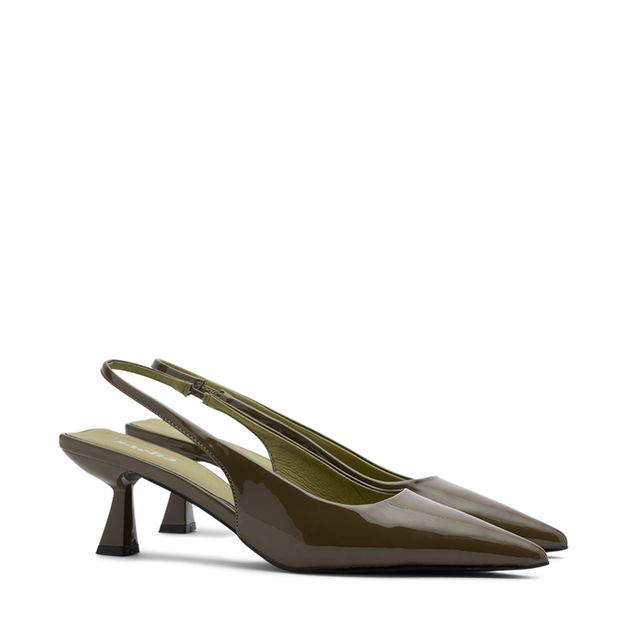 Groene lak slingback pumps