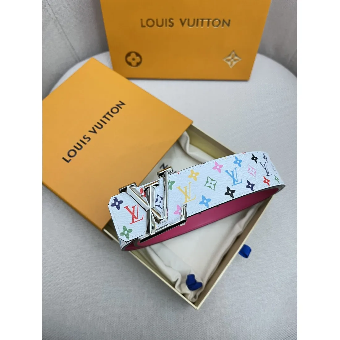 Lv Top Layer Cowhide 24k Pure Steel Buckle Men's Belts