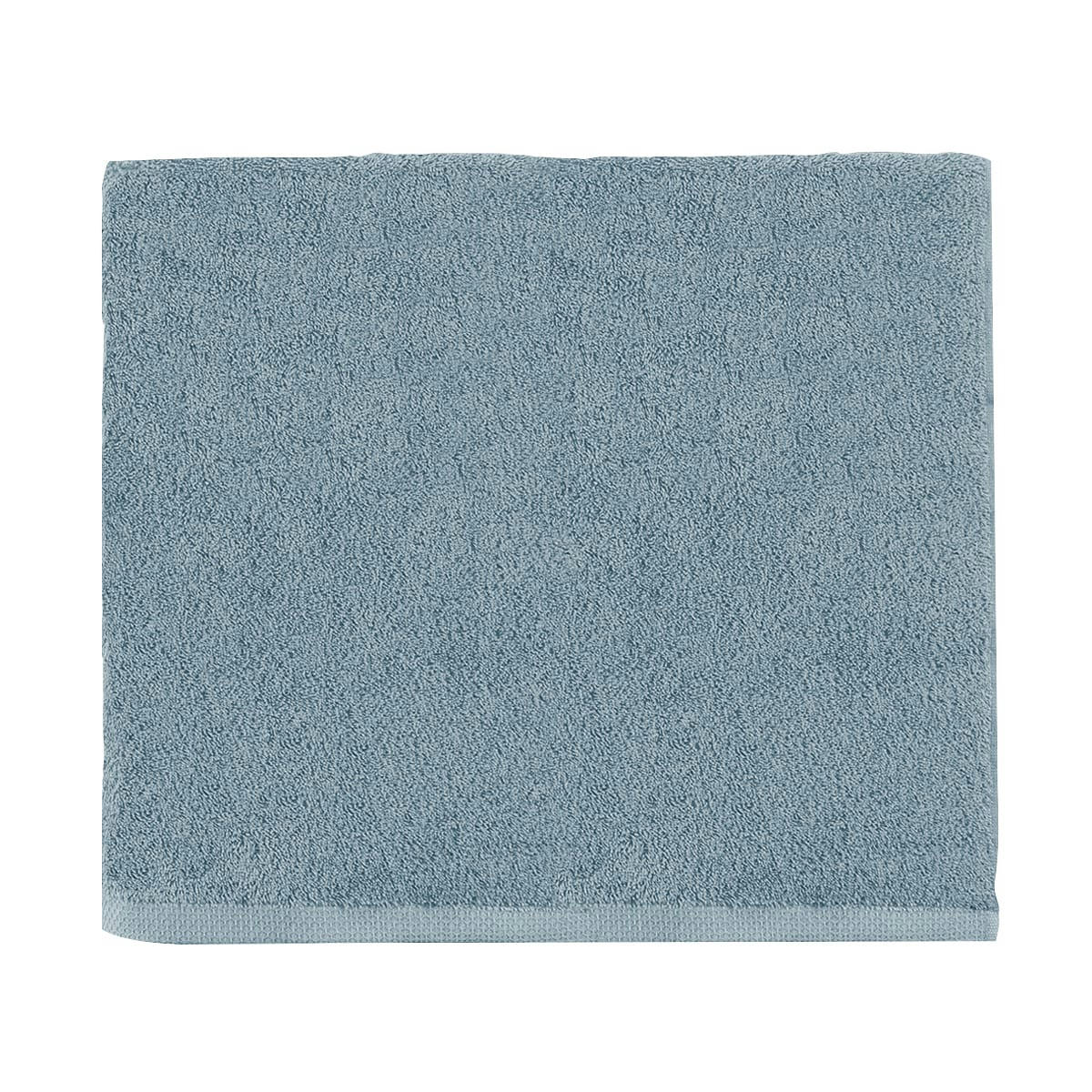AQUA - Drap de douche uni en coton bleu Baltique 65x125