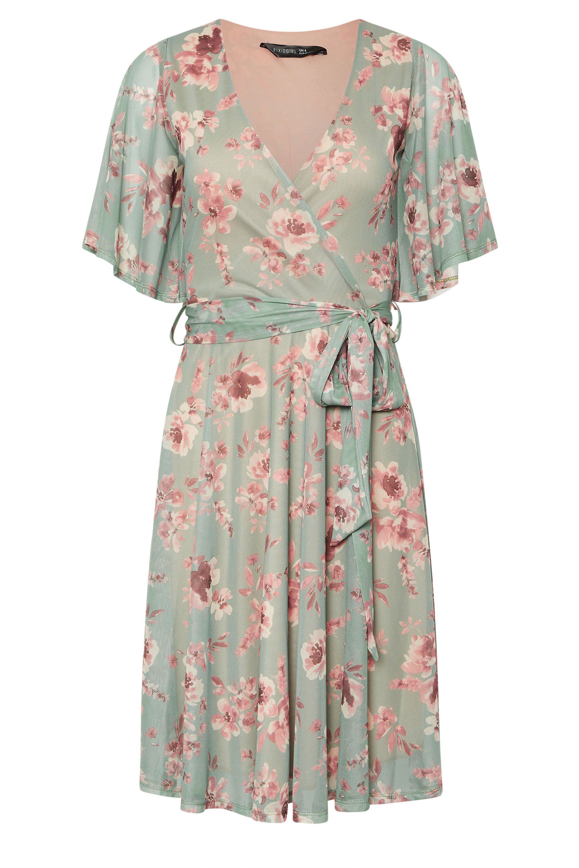 PixieGirl Petite Mesh Floral Midi Dress