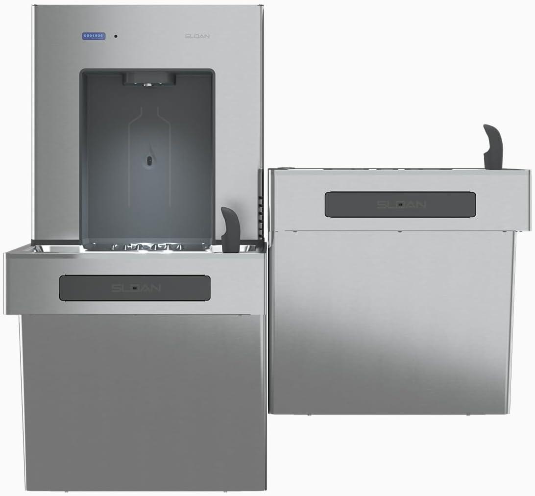 Sloan DropSpot Filtered and Refrigerated On-Wall Bottle Filler with Bi-Level Cooler DRS120-FIL-REF-SS - Water Dispenser and Water Drinking Fountain, Touch-Free Sensor Operated, ADA Compliant
