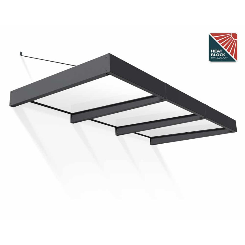 Marquise de porte Sophia XL gris foncé 290 x 140 cm CANOPIA