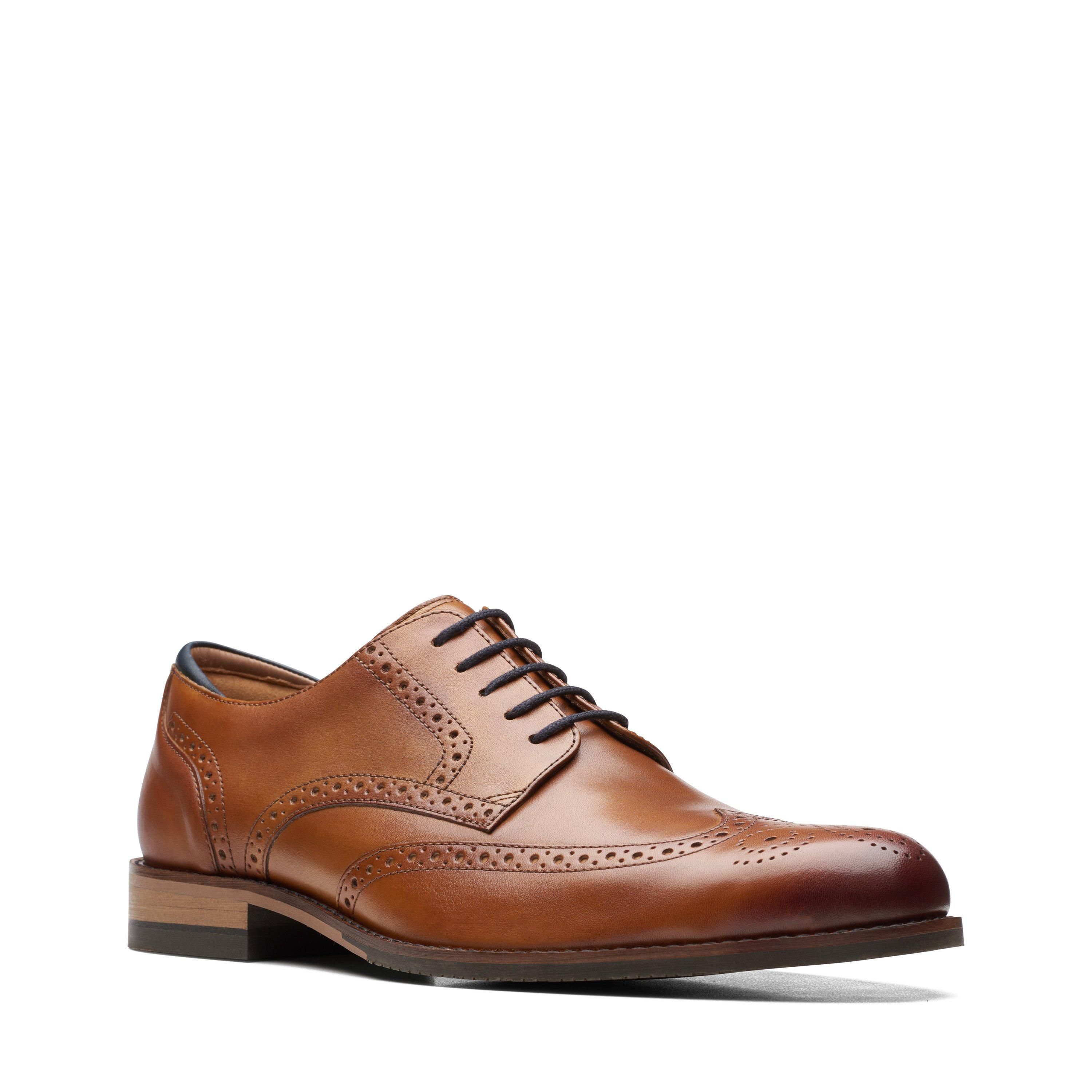 Clarks Craft Arlo Limit Brogue Tan Leather Brogues,Oxford Shoes,Lace Up