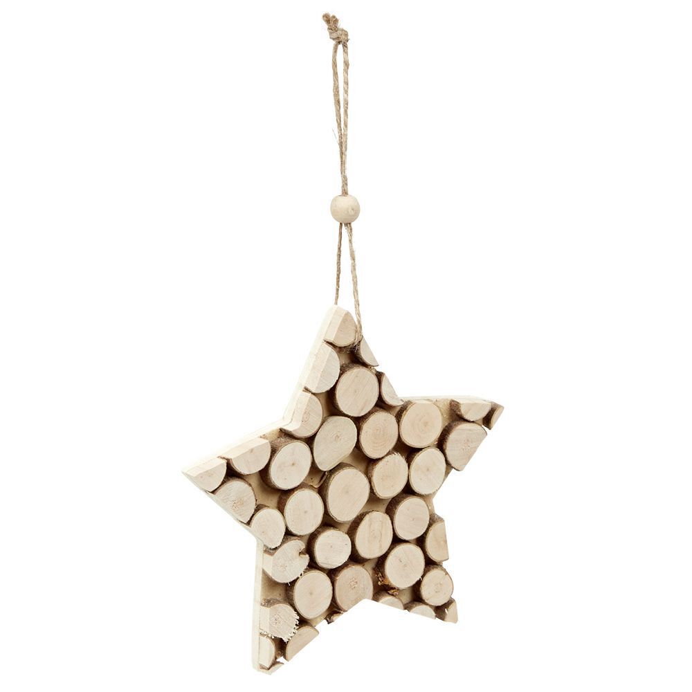 Décoration de No&euml;l à suspendre, effet rondins de bois