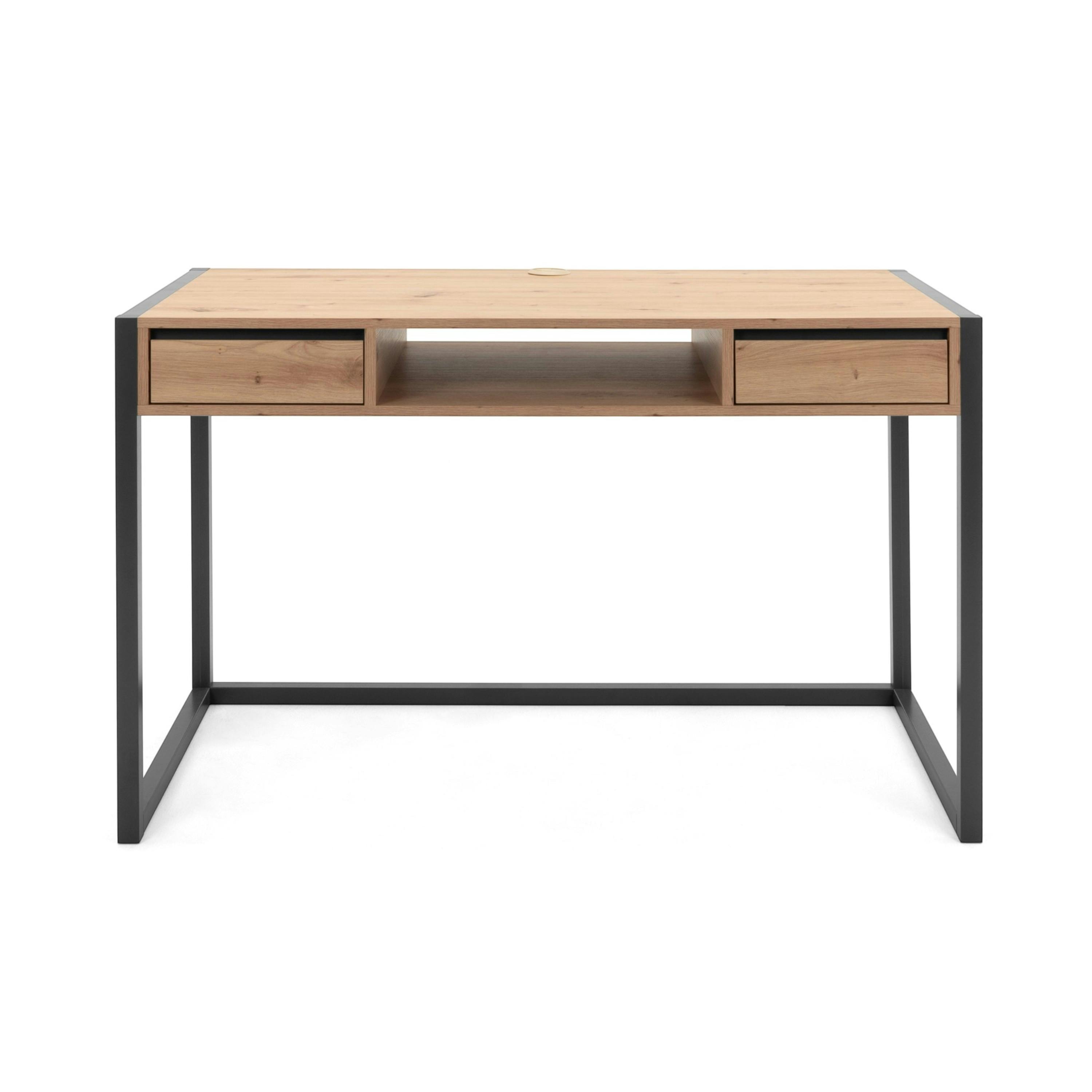 Bureau de chambre effet bois 2 tiroirs 1 niche ALVA