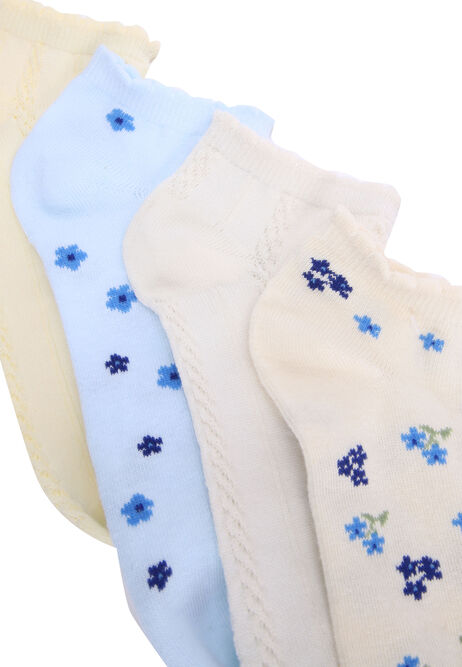 Womens 4pk Yellow Floral Trainer Socks